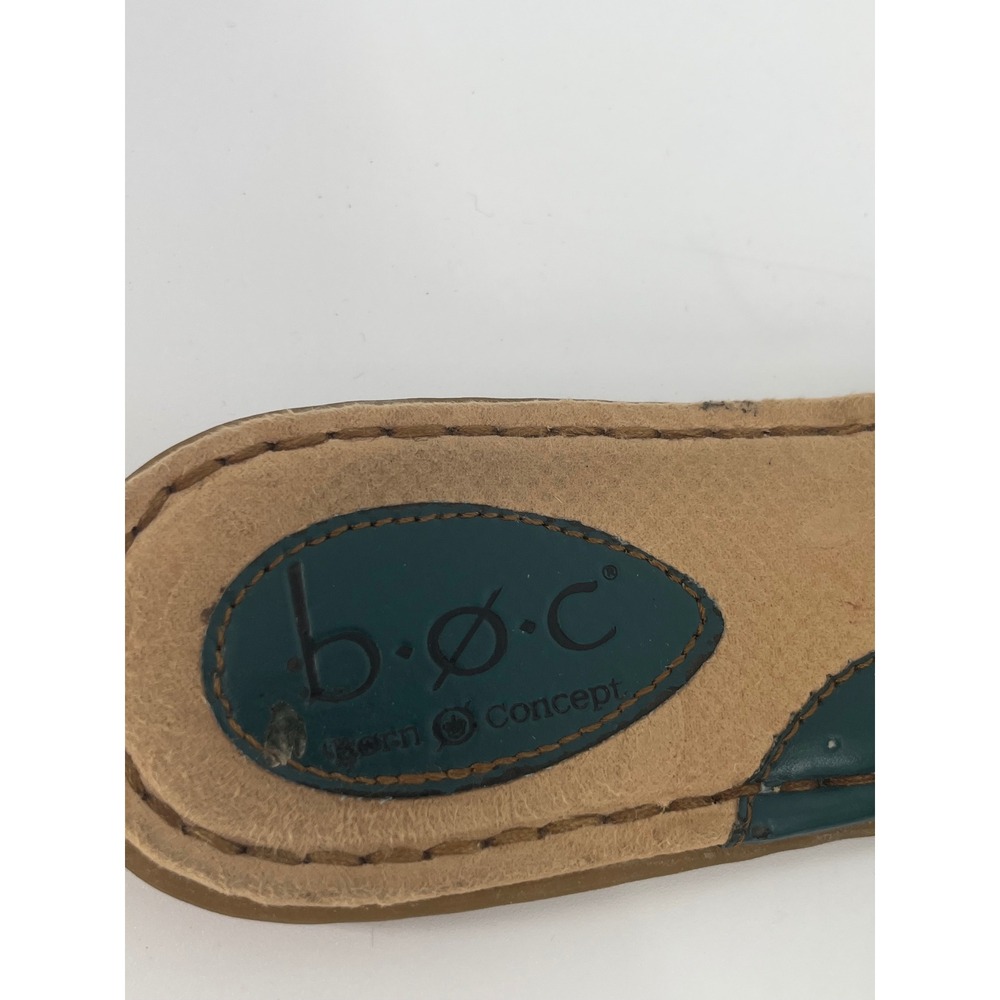 B.O.C. Born Concept Slide Sandal Women 7 Green Leather Buckle Slide Flat Comfort - Picture 7 of 10